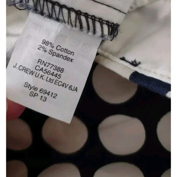 J. Crew Sz 8 Stretch City Fit Blue W/White Polka Dot Skimmer Pants W/Pockets - Picture 5 of 6